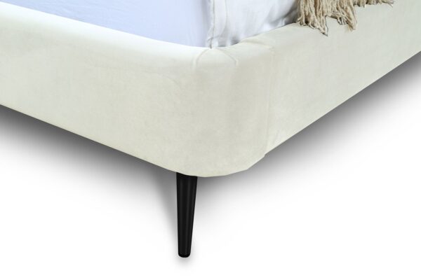 Manhattan Comfort Heather Full-Size Bed in Velvet Cream and Black Legs