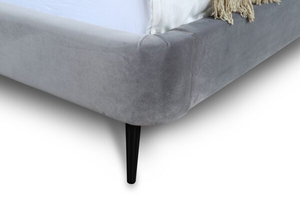 Manhattan Comfort Heather Full-Size Bed in Velvet Grey and Black Legs