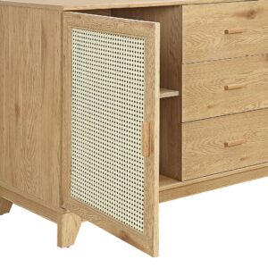 Manhattan Comfort Sheridan 59.05 Modern Cane Sideboard with Adjustable Shelves in Nature