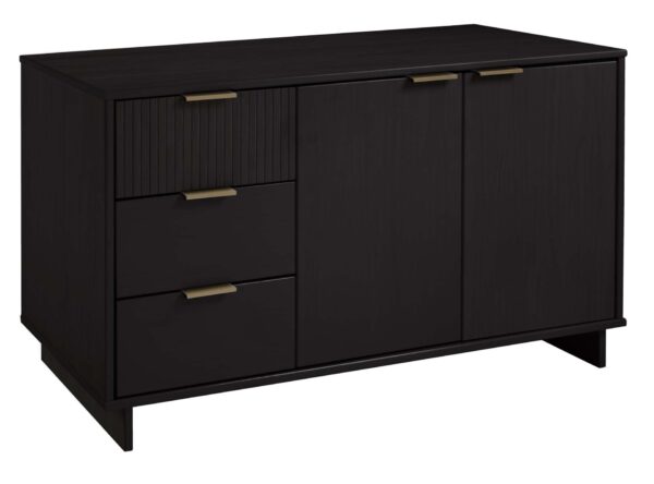 Manhattan Comfort Granville 55.07" Modern Sideboard with 3 Full Extension Drawers in Black