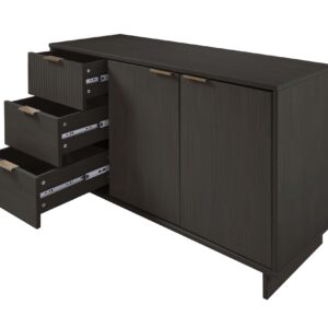 Manhattan Comfort Granville 55.07" Modern Sideboard with 3 Full Extension Drawers in Dark Grey