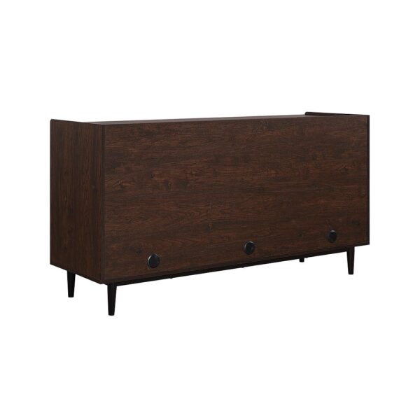 Manhattan Comfort Duane 59.05 Modern Ribbed Sideboard with Adjustable Shelves in Dark Brown and Black