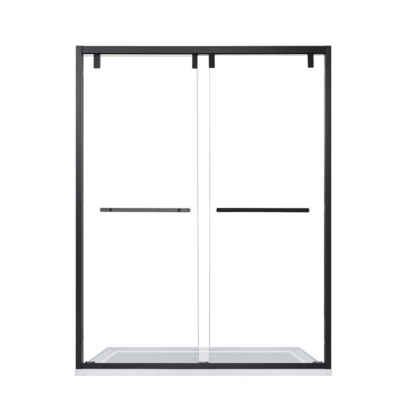 Altair SD80260-BP-MB Caspar 60 x 76 Inch By Pass Semi Frameless Shower Door with Clear Glass - Matte Black