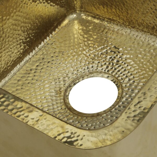 Nantucket Sinks SQRB-7 Brightwork Home Collection 16-5/8 Inch Brass Hammered Single Bowl Sink