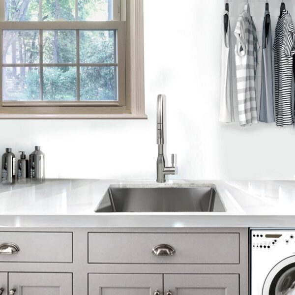 Nantucket Sinks SR2318-12-16 Pro Series 23 inch Undermount Small Radius Corners Stainless Steel Utility/Laundry Sink