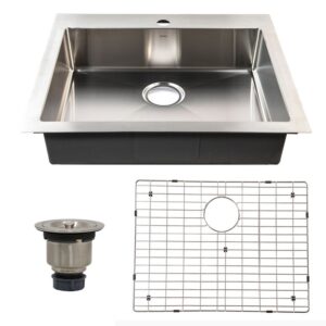 Nantucket Sinks SR2522-5.5-16 Pro Series 25 Inch Single Bowl 304 Stainless Steel Drop In Kitchen Sink - Stainless Steel