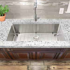 Nantucket Sinks SR3618-16 Pro Series 36 Inch Oversized Large Rectangle Bowl Undermount Small Radius Corners Stainless Steel Kitchen Sink