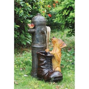 Design Toscano SS10494 15 1/2 Inch Fire Hydrant Pooch Garden Fountain