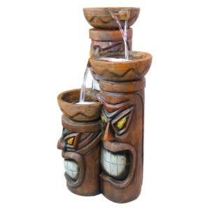 Design Toscano SS11521 15 Inch Cascading Aloha Tiki 3 Bowl Fountain