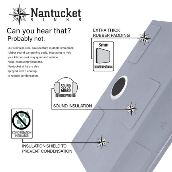 Nantucket Sinks NS20 Quidnet Rectangle Undermount Stainless Steel Bar/Prep Sink