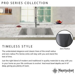 Nantucket ZR-PS-3220-16 Pro Series 32 Inch Large Prep Station Single Undermount Bowl Stainless Steel Kitchen Sink