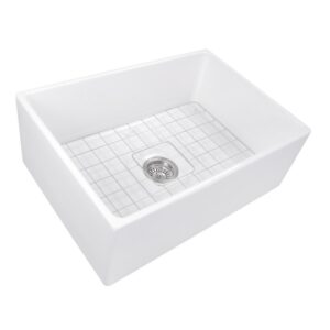 Nantucket Sinks T-FCFS27 Cape 27 Inch Farmhouse Fireclay Sink with Drain and Grid