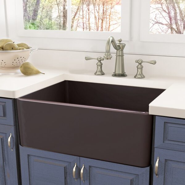 Nantucket Sinks T-FCFS30CB 30 Inch Fireclay Farmhouse Kitchen Sink - Coffee Brown