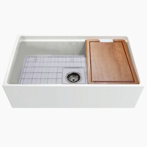 Nantucket Sinks T-PS33 Cape 33 Inch Single Bowl Fireclay Undermount and Apron Kitchen Sink