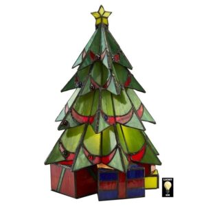 Design Toscano TF10019 11 Inch Christmas Tree Stained Glass Lamp