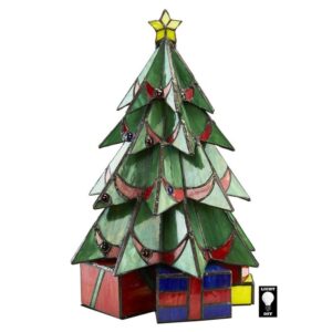 Design Toscano TF10019 11 Inch Christmas Tree Stained Glass Lamp