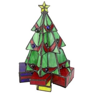 Design Toscano TF10041 8 Inch Small Xmas Tree Stained Glass Lamp