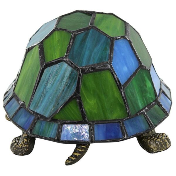 Design Toscano TF10057 8 Inch Stained Glass Turtle Lamp - Blue