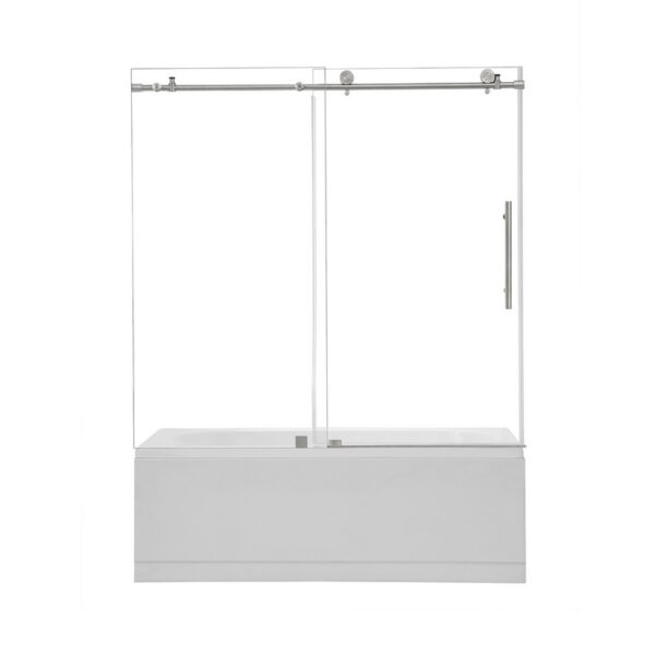 Altair TS80360-SS Lazaro 60 x 58 Inch Single Sliding Frameless Tub Door with Clear Glass