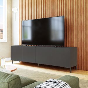 Manhattan Comfort Mid-Century Modern Bogardus 70.86 TV Stand with 4 Shelves in Black