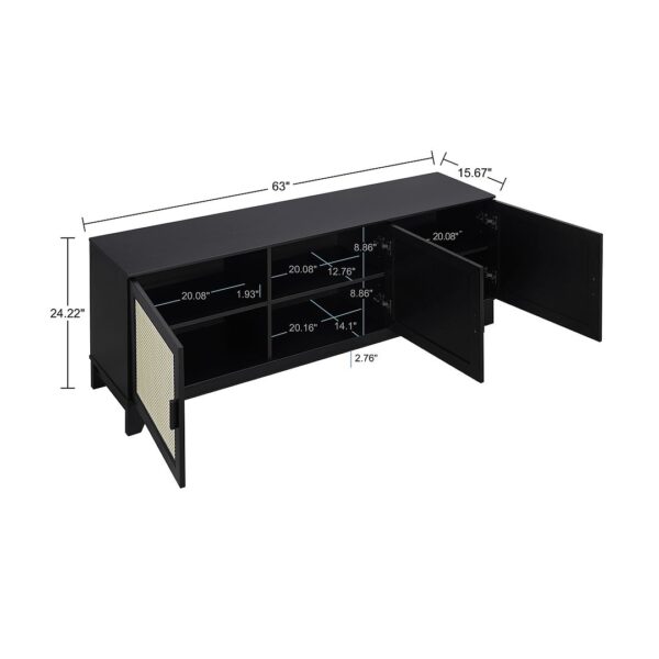 Manhattan Comfort Sheridan 62.99 Modern Cane TV Stand in Black