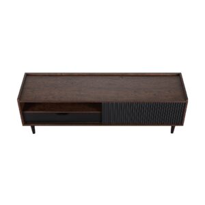 Manhattan Comfort Duane 59.25 Modern Ribbed TV Stand in Dark Brown and Black