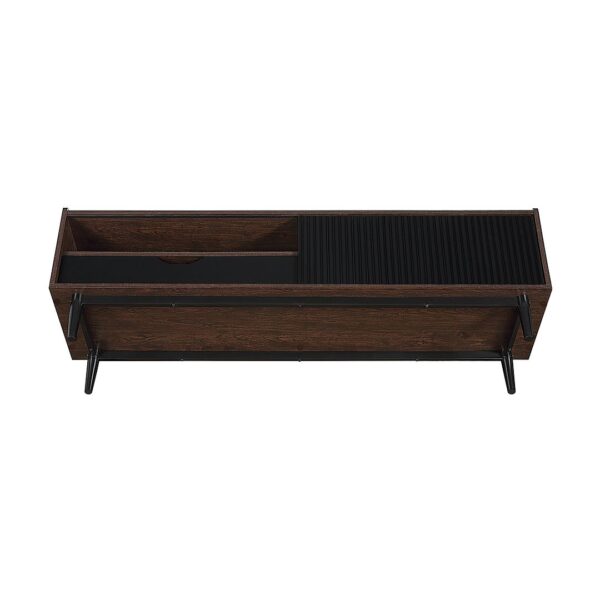 Manhattan Comfort Duane 59.25 Modern Ribbed TV Stand in Dark Brown and Black