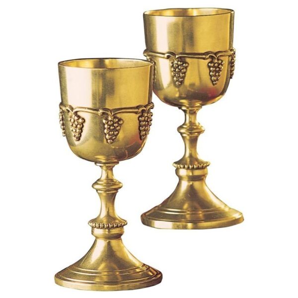 Design Toscano TV98747 3 Inch Brass Grape Harvest Goblets with Box, Set of 2