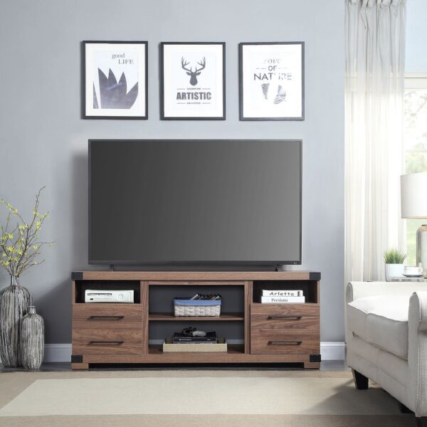 Manhattan Comfort Richmond 60" TV Stand with 2 Drawers and 4 Shelves in Brown