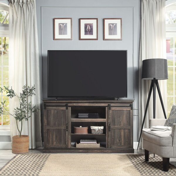 Manhattan Comfort Myrtle 60" TV Stand with 2 Sliding Doors in Heavy Brown