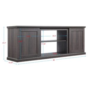 Manhattan Comfort Franklin 60" TV Stand with 2 Doors and Open Shelves in Heavy Brown