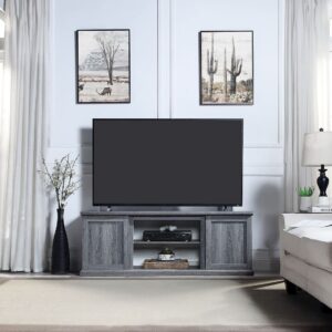 Manhattan Comfort Franklin 60" TV Stand with 2 Doors and Open Shelves in Grey