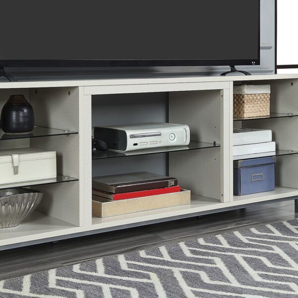 Manhattan Comfort Brighton 60" TV Stand with Glass Shelves and Media Wire Management in Beige