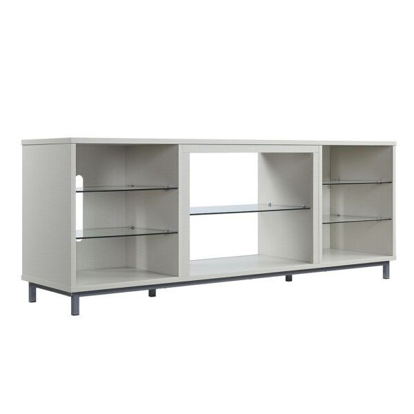 Manhattan Comfort Brighton 60" TV Stand with Glass Shelves and Media Wire Management in Beige