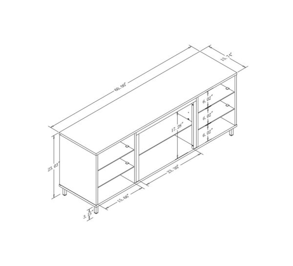 Manhattan Comfort Brighton 60" TV Stand with Glass Shelves and Media Wire Management in Beige