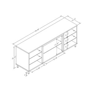 Manhattan Comfort Brighton 60" TV Stand with Glass Shelves and Media Wire Management in Onyx