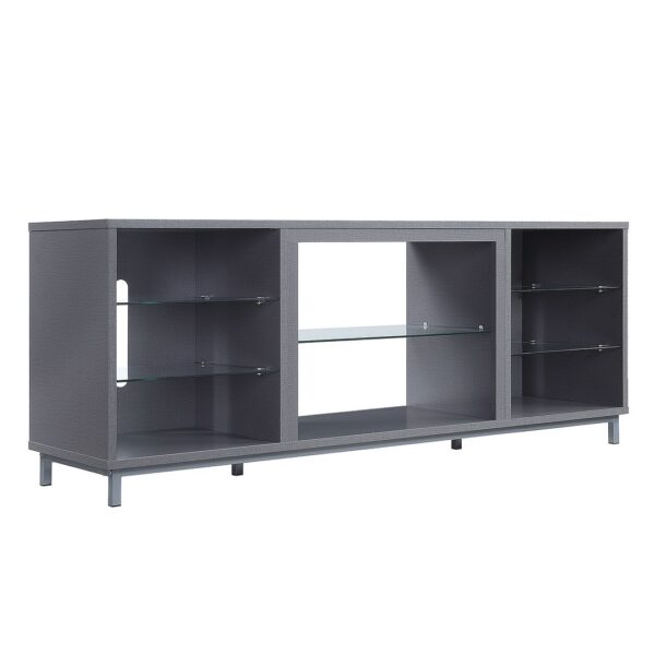 Manhattan Comfort Brighton 60" TV Stand with Glass Shelves and Media Wire Management in Grey