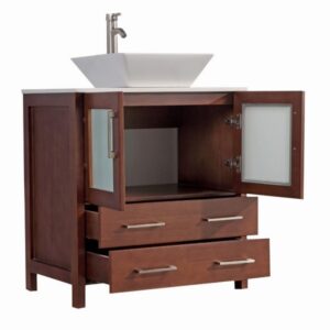 Legion Furniture WA7836C 36 Inch Solid Wood Vanity Set with Mirror in Cherry, No Faucet