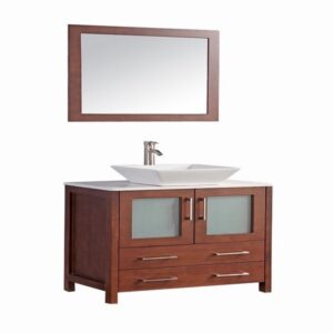 Legion Furniture WA7836C 36 Inch Solid Wood Vanity Set with Mirror in Cherry, No Faucet