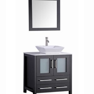 Legion Furniture WA7836E 36 Inch Solid Wood Vanity Set with Mirror in Espresso, No Faucet