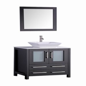 Legion Furniture WA7836E 36 Inch Solid Wood Vanity Set with Mirror in Espresso, No Faucet