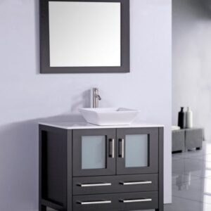 Legion Furniture WA7836E 36 Inch Solid Wood Vanity Set with Mirror in Espresso, No Faucet