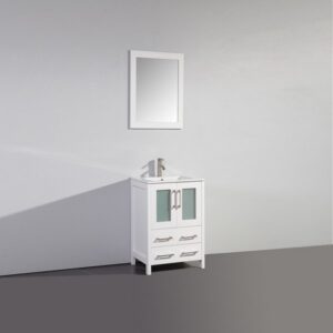 Legion Furniture WA7924W 24 Inch Solid Wood Vanity Set with Mirror in White, No Faucet