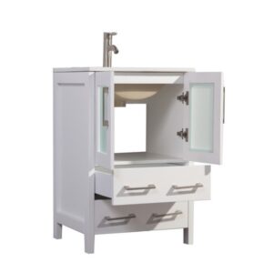 Legion Furniture WA7924W 24 Inch Solid Wood Vanity Set with Mirror in White, No Faucet