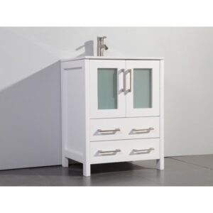 Legion Furniture WA7924W 24 Inch Solid Wood Vanity Set with Mirror in White, No Faucet