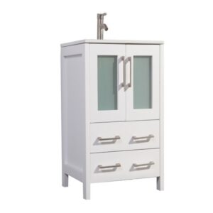 Legion Furniture WA7924W 24 Inch Solid Wood Vanity Set with Mirror in White, No Faucet