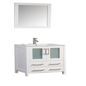 Legion Furniture WA7924W 24 Inch Solid Wood Vanity Set with Mirror in White, No Faucet