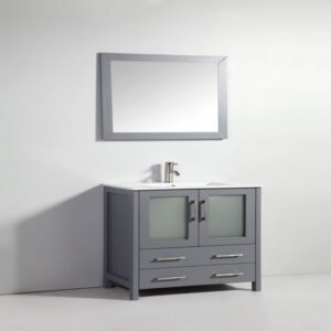 Legion Furniture WA7930DG 30 Inch Solid Wood Vanity Set with Mirror in Dark Gray, No Faucet