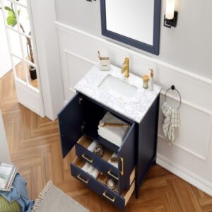 Legion Furniture WA7936-B 36 Inch Solid Wood Inch Vanity Set with Mirror in Blue, No Faucet