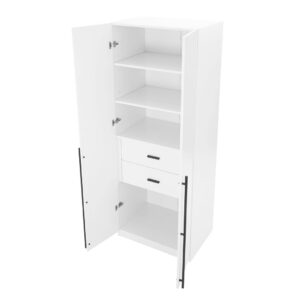 Manhattan Comfort Lee Modern Freestanding Wardrobe Closet 1.0 with 4 Shelves and 2 Drawers in White